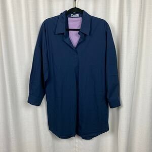 Caryn Lawn Tuckernuck Blue With Purple Stripe Cotton Margot Tunic Dress Sz.OS